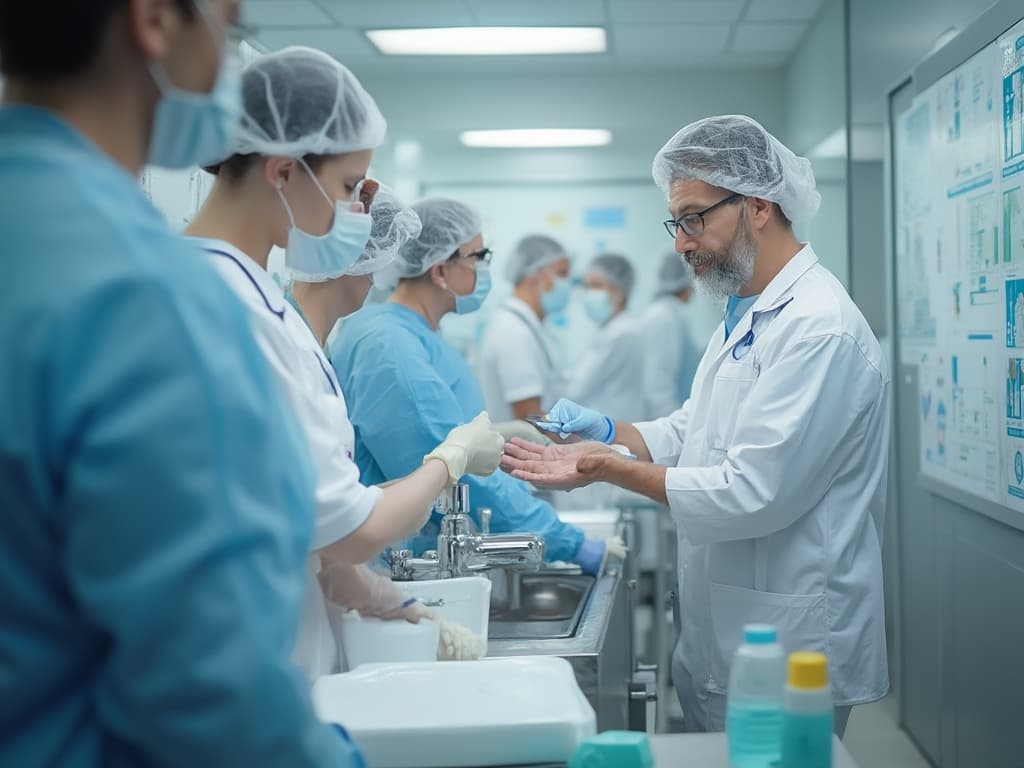 Mutfakta çalışan hijyen kurallarına uyan bir şef